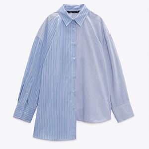 NWT oversized Zara blue striped button down